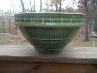 Vintage Antique Mccoy Stoneware Yellow Ware Green Mixing Bowl 4 11,  Inches