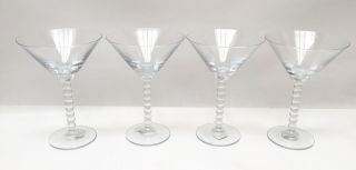 Set Of 4 Crate & Barrel Botticelli Martini Glasses Ball Stem