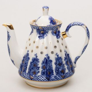 25 Fl Oz Imperial Porcelain 22k Gold Brewing Teapot Lomonosov Russian