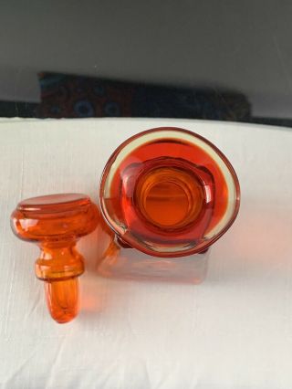 Vintage Rainbow Art Glass Decanter Bottle Tangerine Orange Amberina W/ Stopper 5