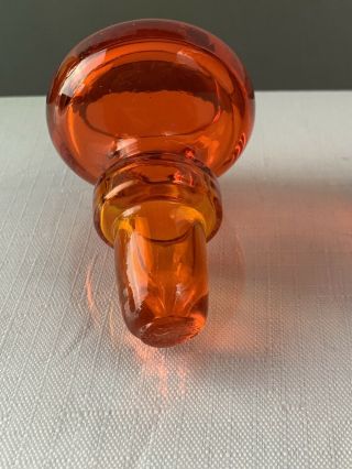 Vintage Rainbow Art Glass Decanter Bottle Tangerine Orange Amberina W/ Stopper 7