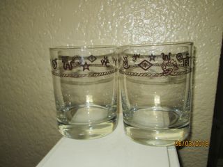 Montana Lifestyles Branded Rodeo Set Of 8 Old Fashion Glasses 4 1/8 " X 3 1/4 "
