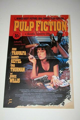 Pulp Fiction Vintage Movie Poster Swiss 1994 Quentin Tarantino Rare