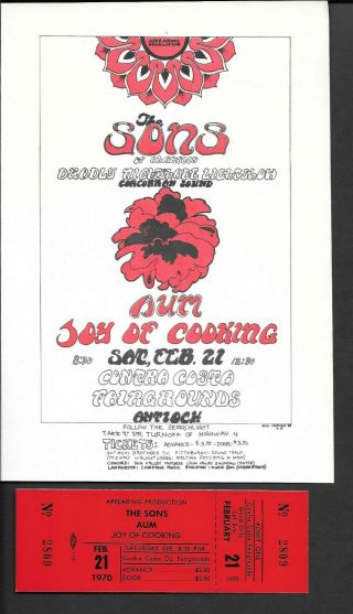 Sons Of Champlin Deadly Nightshade Concert Handbill Flyer Ticket 1970 Fillmore