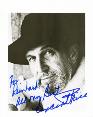 Vincent Price Autograph 3x5 Signed Photo 70ies