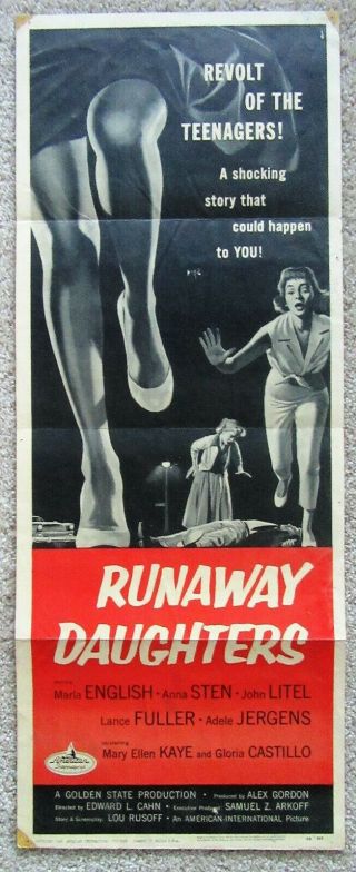 Runaway Daughters 1956 Insrt Movie Poster Fld Marla English Ex