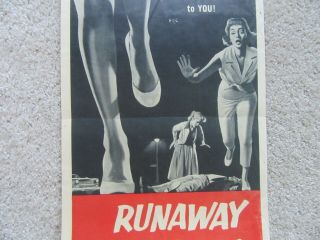 RUNAWAY DAUGHTERS 1956 INSRT MOVIE POSTER FLD MARLA ENGLISH EX 3