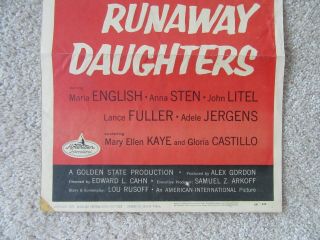 RUNAWAY DAUGHTERS 1956 INSRT MOVIE POSTER FLD MARLA ENGLISH EX 4