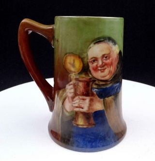 Pl Limoges France Artist Signed Monk Holding Drink 5 3/4 " Tankard Mug 1890 - 1920