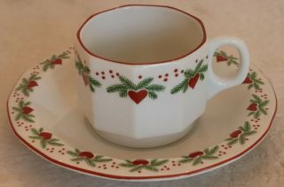 Hearts And & Pines By Porsgrund Demitasse Cup & Saucer Near - Norway