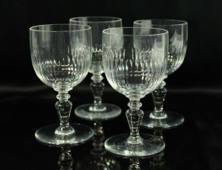 Baccarat Renaissance Pattern Set Of 4 Claret Red Wine Glasses / Stems Vintage (c