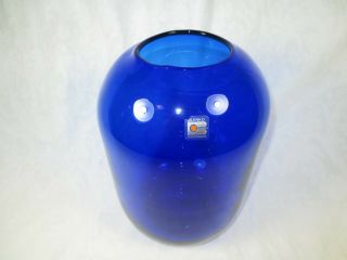 Handmade Cobalt Blue Blenko Glass Vase 10.  5 " Tall X 7 " Dia 4.  25 Lbs Usa