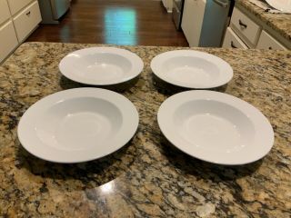 Set Of 4 Corning Centura Wide Rimmed Soup Salad Pasta Bowls White Coupe 9 "