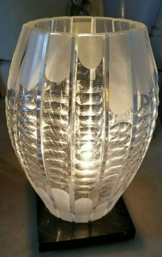 Crystal Clear Industries 24 Lead Crystal Tulip Shaped Etched Lamp East Germany