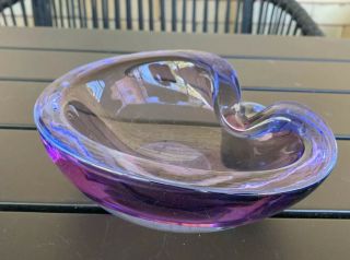 Vtg Murano Art Glass Purple Amethyst Sommerso Geode Ashtray Dish Bowl