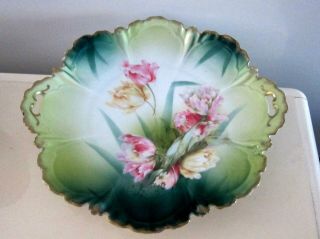 Vintage Rs Prussia Hand Painted Wild Flowers Cabinet Plate Germany