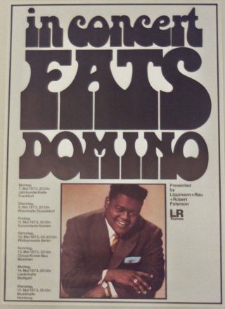 Fats Domino Concert Tour Poster 1973 When My Dreamcoat Comes Home Kieser