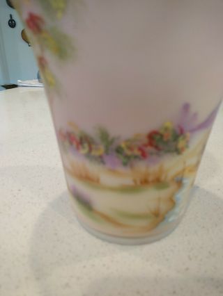 Fenton Burmese Art Glass Vase.  Rare Signed Fenton Hand Painted D.  Fredrick 4
