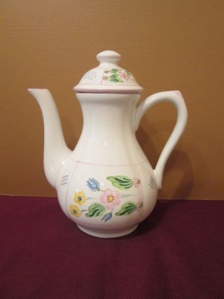 Herend Village Pottery Trellis - Pink Trim - Coffee Pot - 7 1/4 " 1407d