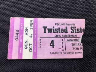 Twisted Sister Concert Ticket Stub October 4,  1984 Albuquerque Mexico