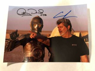 George Lucas Anthony Daniels C - 3po Star Wars Sw Signed Autograph 6x8 Photo