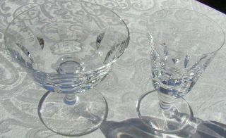 2 Lovely Saint St.  Louis Crystal Jersey Saucer Champagne,  Sherry Cut Glass