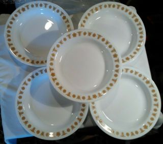 Corning Butterfly Gold Rimmed Soup Bowl 8 - 1/2 " Set Of 5 Crate