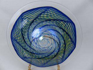 Fine Iridescent Studio Art Glass Swirl Plate Signed Rhs - Robert Held ?