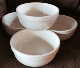 Culinary Arts Cafeware Four 6 Inch White Porcelain Coupe Soup Bowls