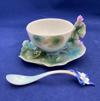 Franz Amphibian Tea Cup And Saucer,  With Spoon Fz00015