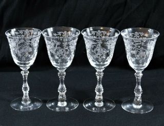 Set Of 4 Rare Fostoria Crystal - Navarre Clear – 5 - 3/8” Dessert Wine Glasses