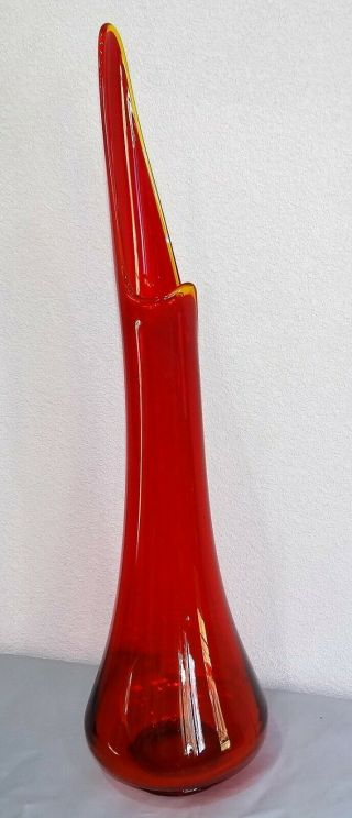 HUGE Mid Century Art Glass Red Amberina Stretch Swung 26 