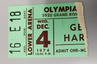 George Harrison Concert Ticket Stub 12/4/74 Detroit Olympia Stadium Beatles