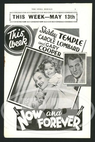 1935 Shirley Temple Gary Cooper Now & Forever Uk Flyer - Baby Leroy,  W.  C.  Fields