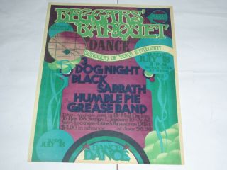 1971 Black Sabbath,  3 Dog Night Concert Handbill