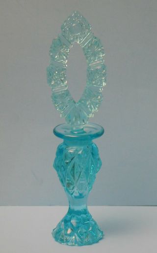 Vintage Fenton Art Glass Blue Perfume Bottle W/stopper 8 - 1/4 " Tall