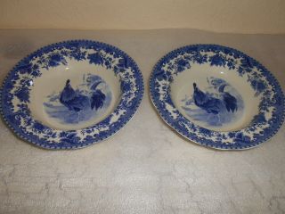 6 Tabletops Gallery William James Farmyard Blue Rimmed Bowls Rooster