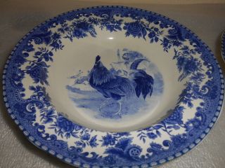 6 TABLETOPS GALLERY William James Farmyard Blue Rimmed Bowls Rooster 2