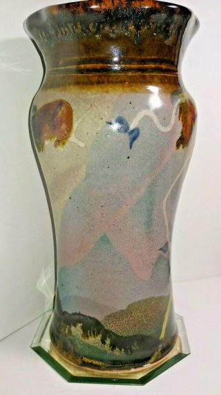 Kuester Signed Studio Crafted Art Pottery Vase Unique Rare 2