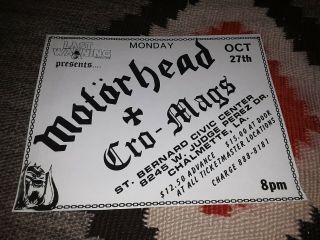 Motorhead W/ Cro - Mags Orleans 1986 Flyer