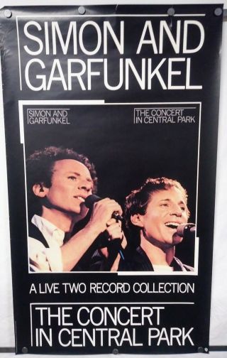 Simon And Garfunkel Concert In Central Park 1982 Wb Promo Poster 23 " Wx39 " H Vg
