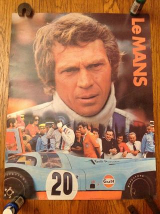 Vintage 1971 Steve Mcqueen Le Mans,  Porsche 917,  Gulf Oil Movie Poster