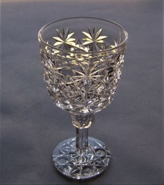 Antique American Brilliant Abp Cut Glass Russian Pattern 4 1/4 " Sherry Goblet