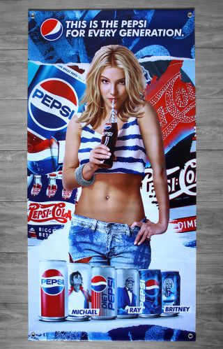 Britney Spears Pepsi Generations 2018 Vinyl Banner.  Limited Can Promo