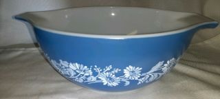 Vintage SET of 2 PYREX COLONIAL MIST Blue Cinderella Nesting Mixing Bowls,  USA 6