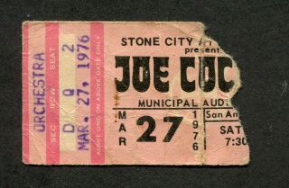1976 Joe Cocker Concert Ticket Stub San Antonio A Little Help From My Friends