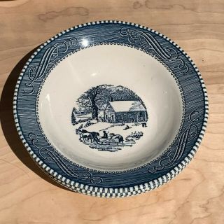 Vintage Currier & Ives Blue White Royal China Dishes The Old Grist Mill (12p) 4
