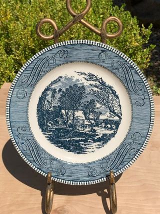 Vintage Currier & Ives Blue White Royal China Dishes The Old Grist Mill (12p) 6