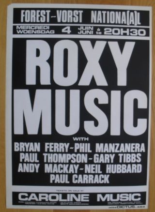 Roxy Music Bryan Ferry Silkscreen Concert Poster 
