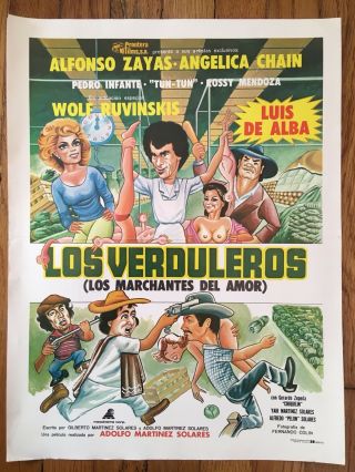 Crazy Mexican Movie Poster - Los Verduleros (los Marchantes Del Amor) 1986